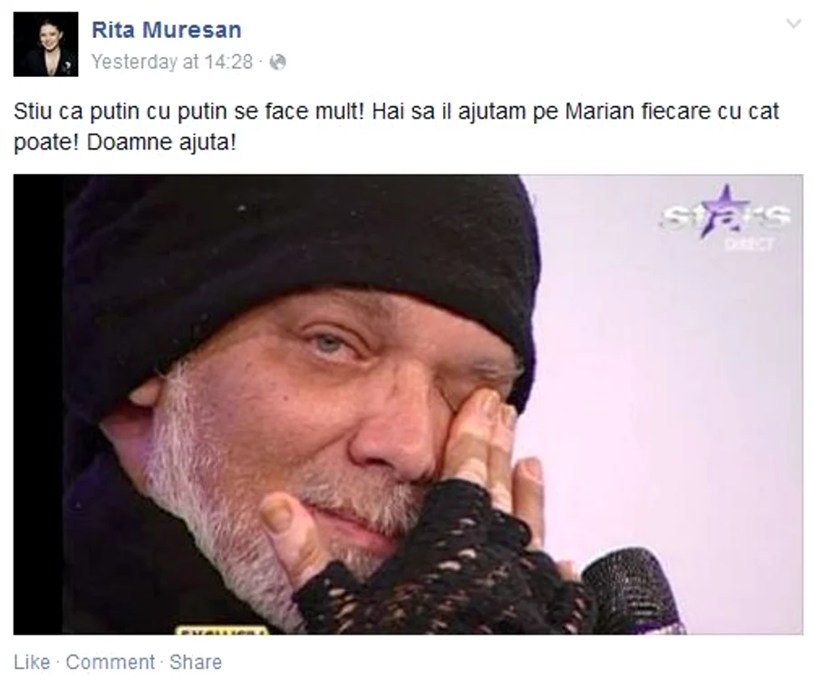 Rita Mureşan l-a ajutat pe bunul ei prieten atât moral, cât şi finanicar