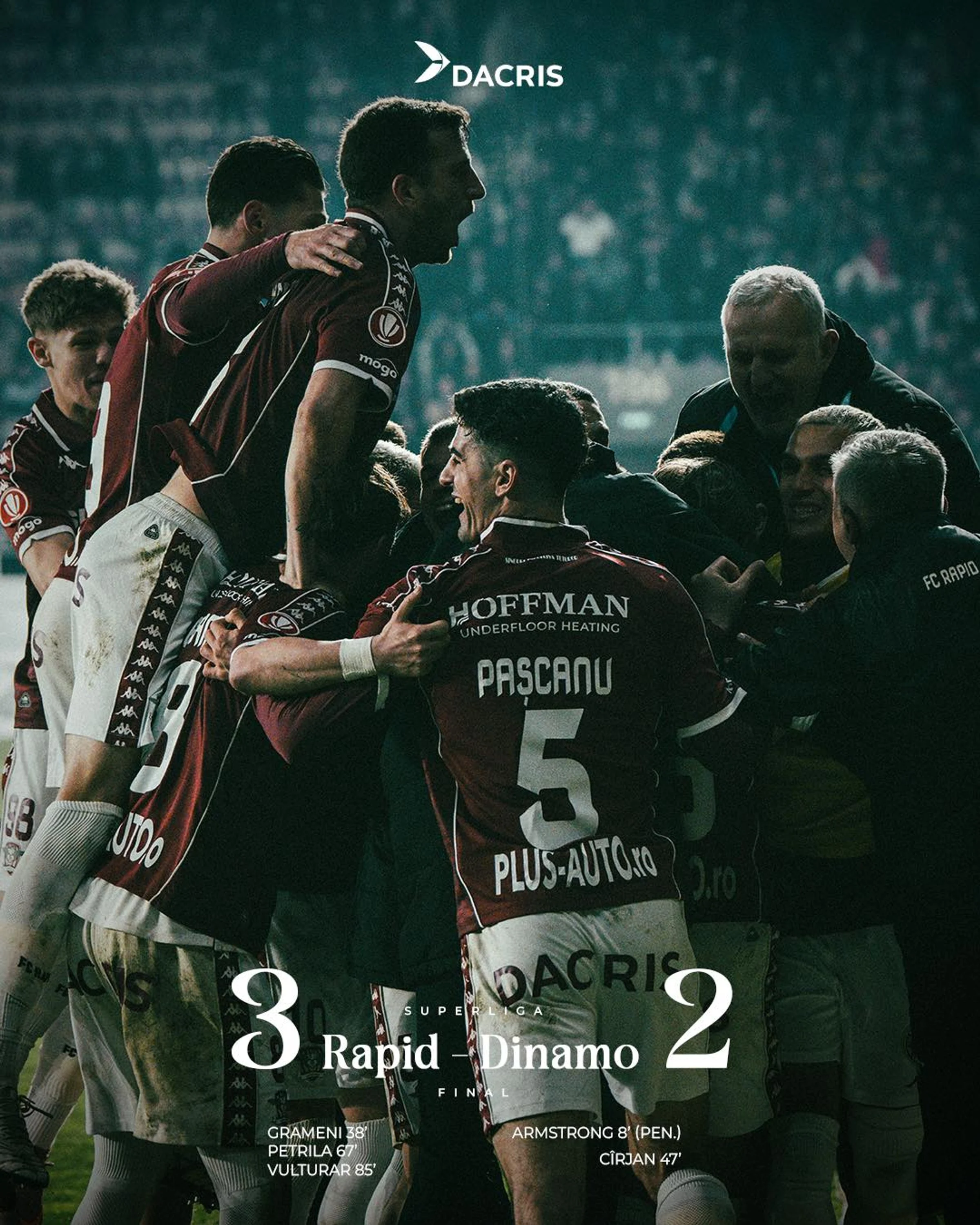 Rapid sufocă Dinamo pe final și devine lider în Superliga. Remontada superbă a giuleștenilor