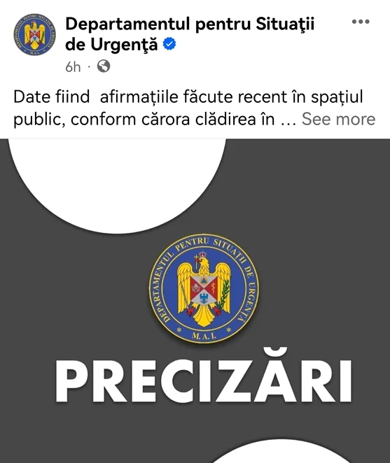 DSU explică de ce sediile MAI și MS nu au nevoie de autorizație de incendiu -Foto Facebook