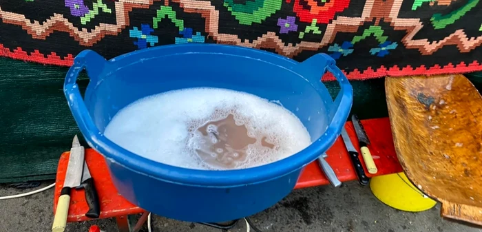 Ligheanul folosit de un comerciant pentru a spăla ustensilele cu care gătea FOTO: CJPC Constanţa