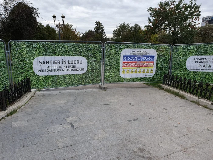 Gardurile montate pe șantierul Planșeului Unirii FOTO: Click!