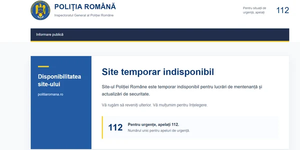 site ul politie romane este indisponibil vineri 23 octombrie