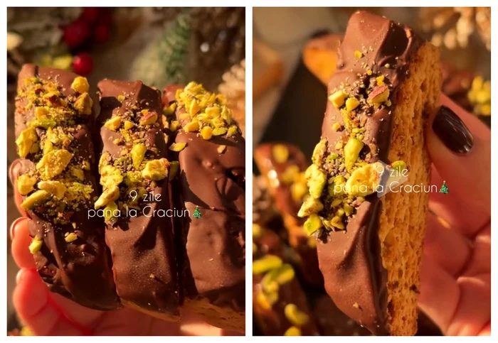 Biscotti cu fistic și ciocolată / Foto: Colaj captură video TikTok