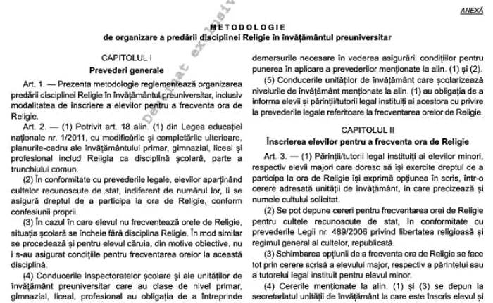 ora de religie metodologie