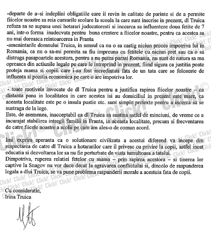 Comunicat Irina Truica