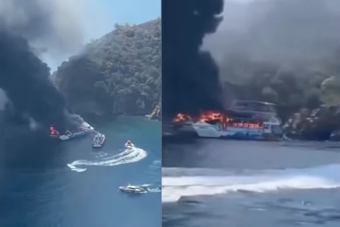 Incendiu pe vas / Foto: Captură YouTube