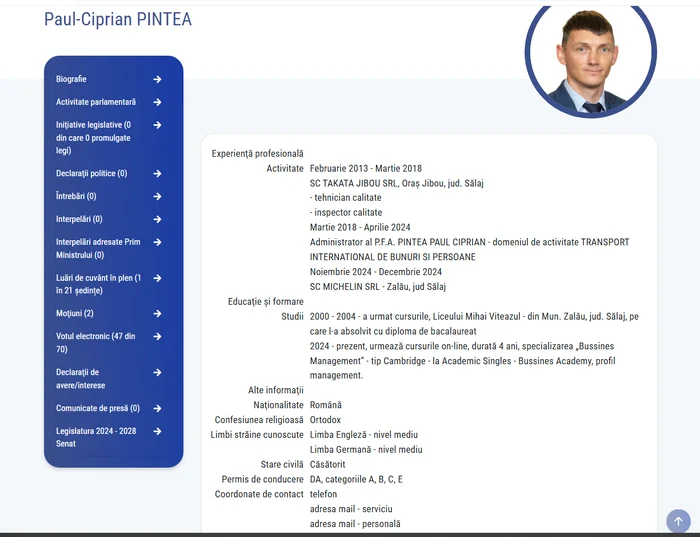 În varianta inițială parlamentarul menționase că urmează cursuri la „Academic Singles” FOTO: FB/A.V.