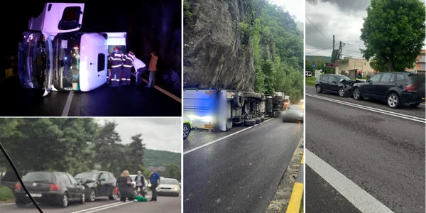 Trafic perturbat pe DN7 Valea Oltului în Vâlcea ore în șir în urma unor incidente rutiere Foto Colaj