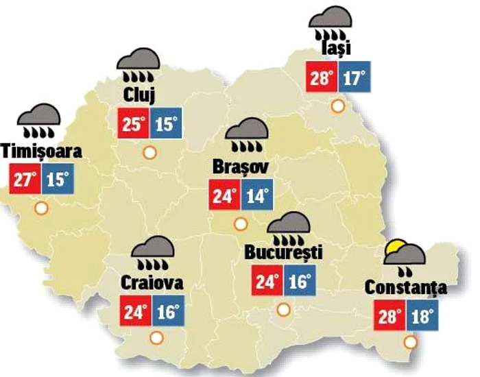 Prognoza metei 24 septembrie arată că temperaturile sunt în scădere în aproape toată țara