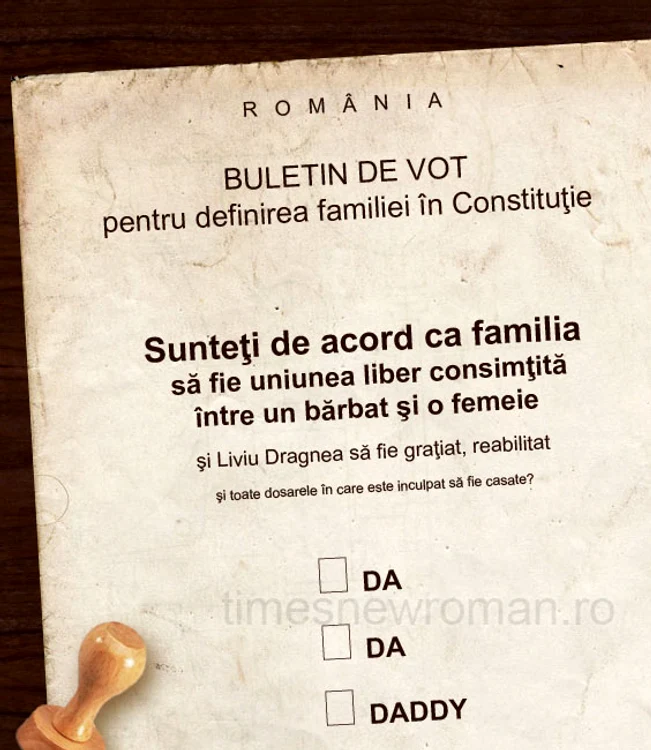 O propunere de buletin de vot la referendum