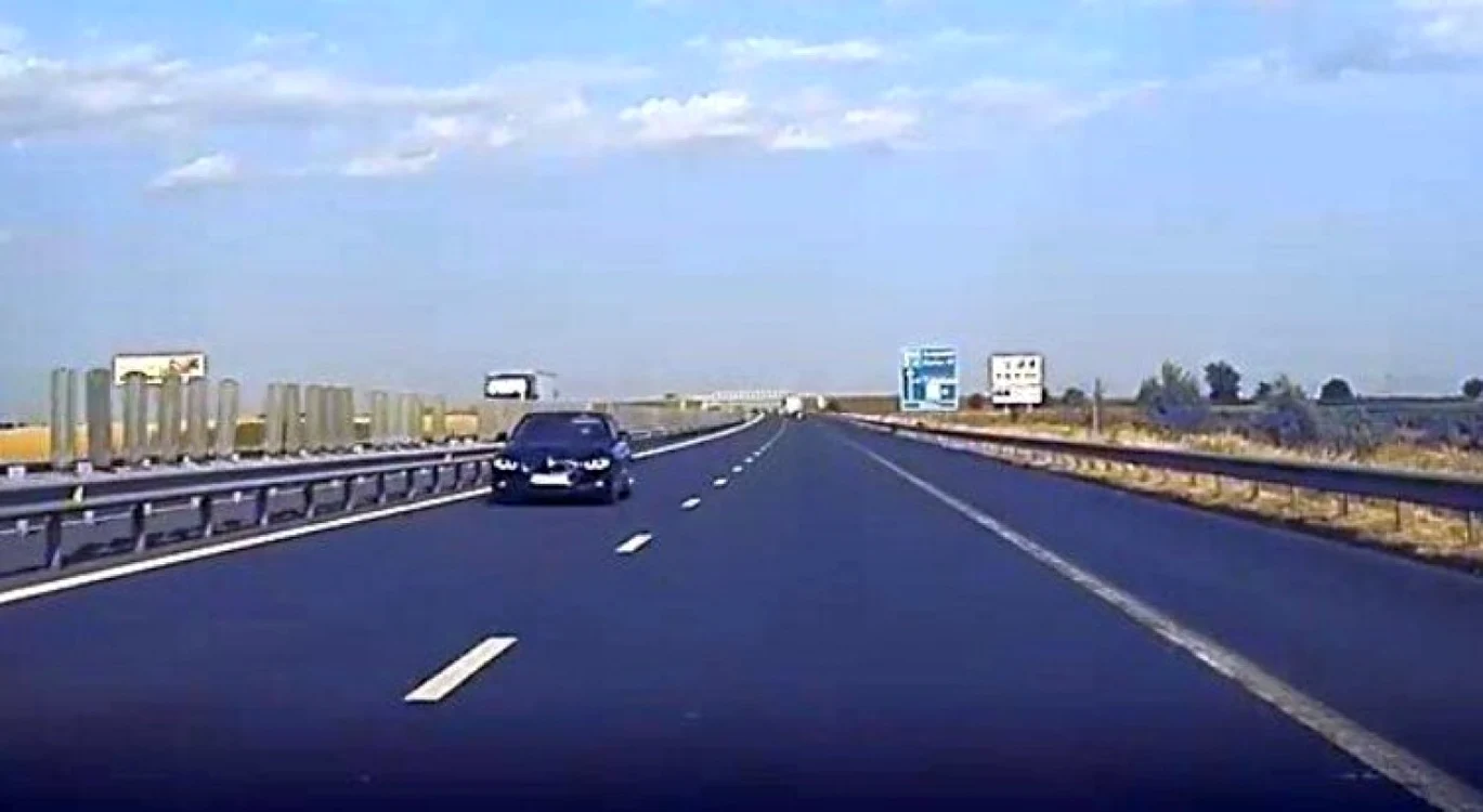 Şoferiţa a fost filmată pe A1, în apropierea vamei Nădlac II FOTO Opinia Timişoarei