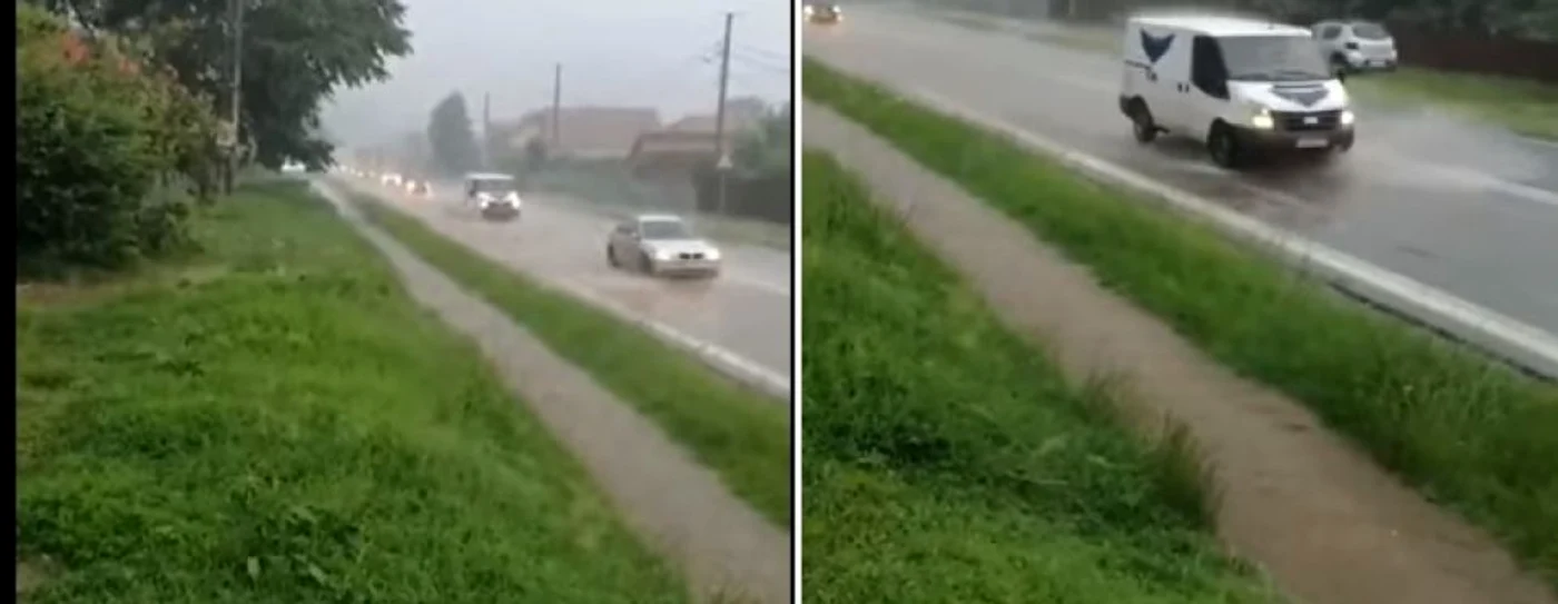 DN7 - E81 acoperit de ape la Bujoreni - Vâlcea Foto captură video