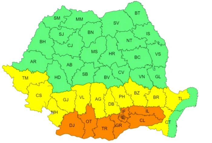 Zonele lovite de caniculă luni, 24 iunie Foto: ANM