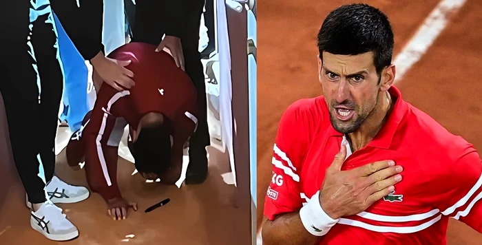 Novak Djokovici, lovit din tribună după victoria de la Roma. Foto EPA EFE