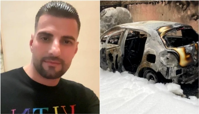 Fostul polițist și mașina incendiată. FOTO captură corrieredelveneto.corriere.it / Știri Diaspora