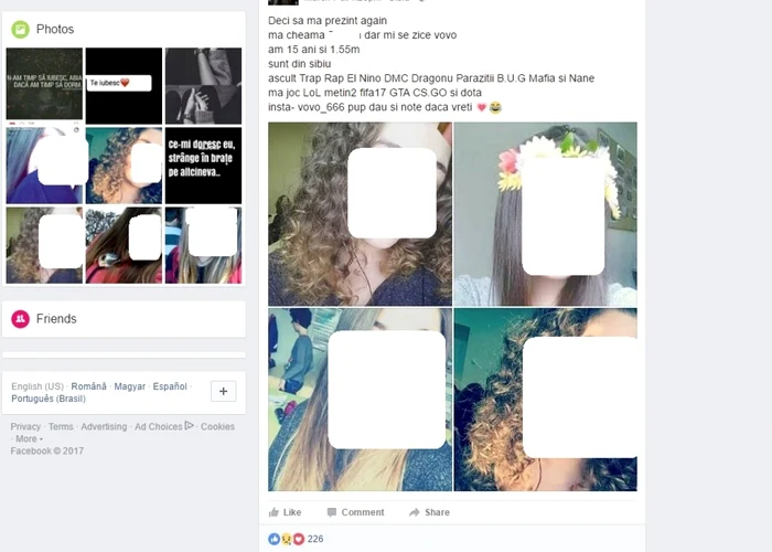 cont facebook blurat fata sinucidere