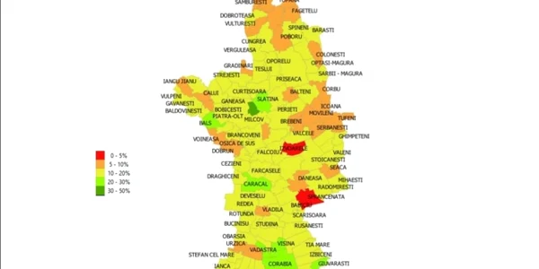 harta vaccinării olt - 5 iulie 2021