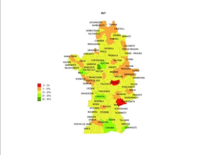 harta vaccinării olt - 5 iulie 2021