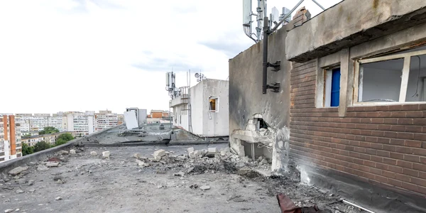 Blocul afectat de drona rusească FOTO: Administrația Prezidențială
