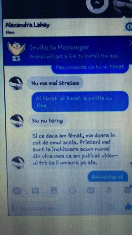 mesaj pe messenger al alexandrei. 