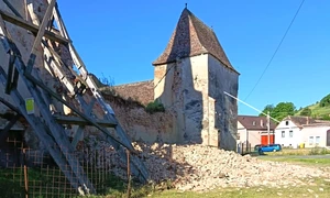 O porțiune a zidului de incintă al Bisericii Fortificate din Moșna s-a prăbușit (© Ministerul Culturii)