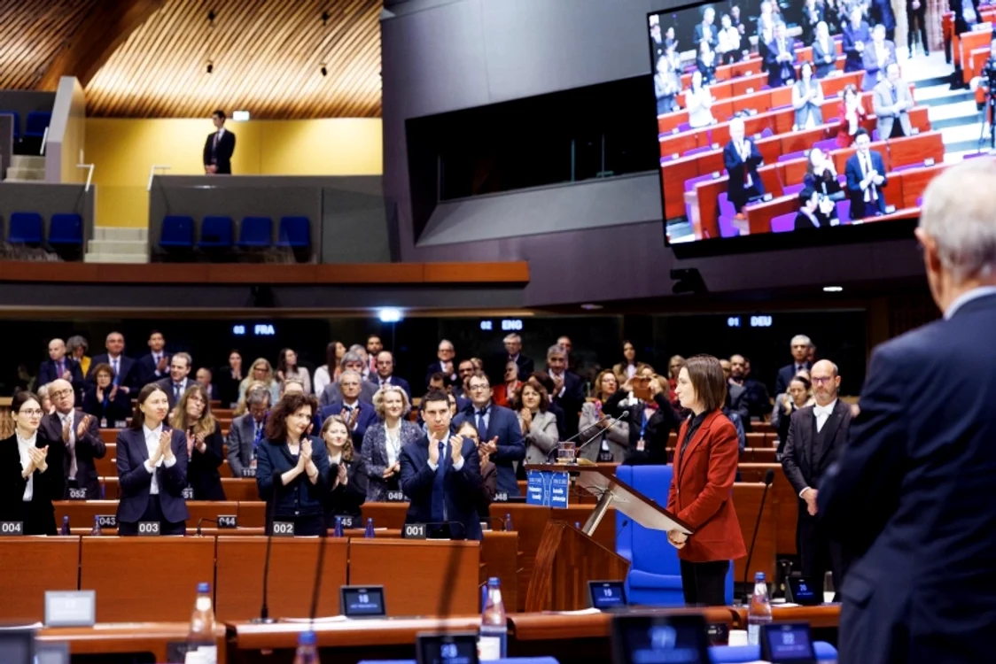 Maia Sandu a susținut un discurs în plenul APCE. FOTO: Presedinte.md