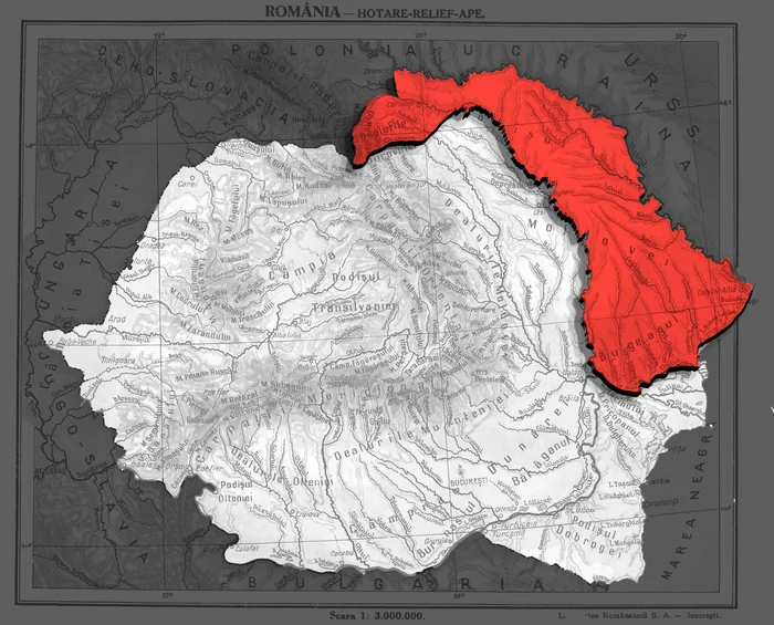 În iunie 1940, Bucovina și Basarabia (cu roșu) au fost cedate URSS. FOTO: Adevărul