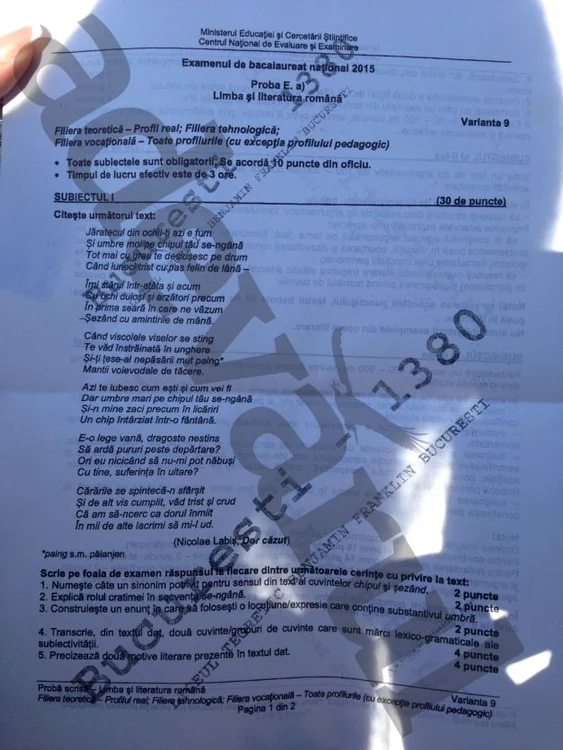 Subiecte Română bac 2015, sesiunea de toamnă: la profilul real