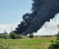 Incendiu uriaș pe DN2A după impactul dintre o autocisternă plină cu benzină și un buldoexcavator. FOTO: ISU