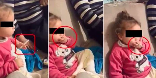 Fetiţă de 3 ani pusă să fumeze - Niculiţel Tulcea Sursa Facebook Observator Antena 1