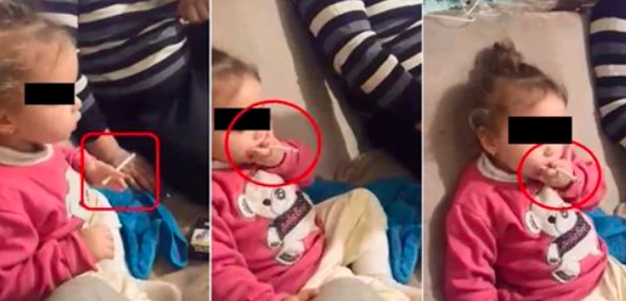 Fetiţă de 3 ani pusă să fumeze Sursa Facebook Observator Antena 1