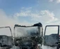 Șoferul a suferit arsuri la membrele superioare. FOTO: ISU Buzău
