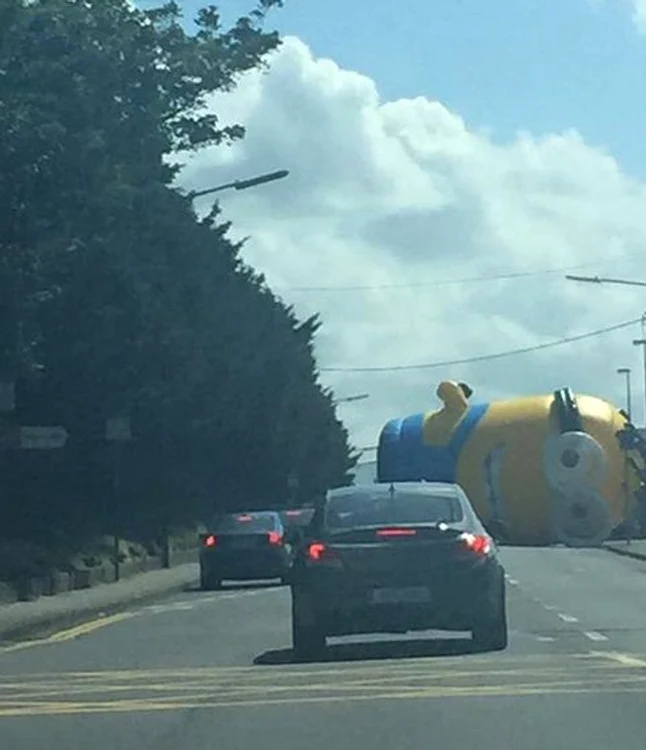 Minionul uriaș a „scăpat” de la un bâlci din vecinătate