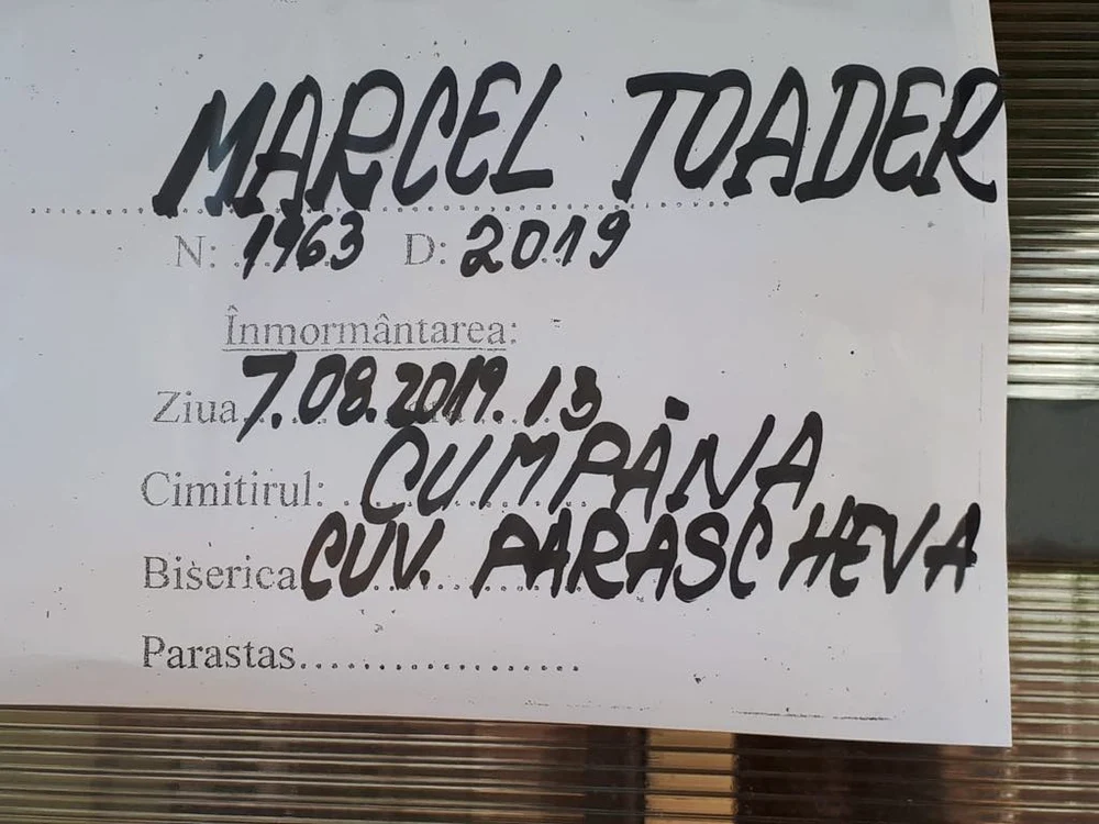 Marcel Toader va fi înmormântat miercuri, 7 august, în localitatea Cumpăna din județul Constanța