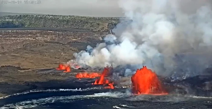 A treia erupție din acest an a vulcanului Kilauea din Hawaii FOTO Captură video USGS