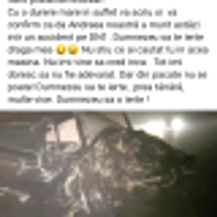 mesaj prieten victima accident foto facebook/andreea.bstefan