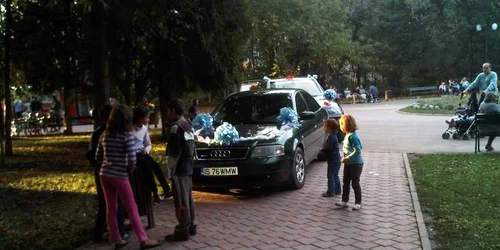 Maşini parcate pe aleile din parc la Iaşi