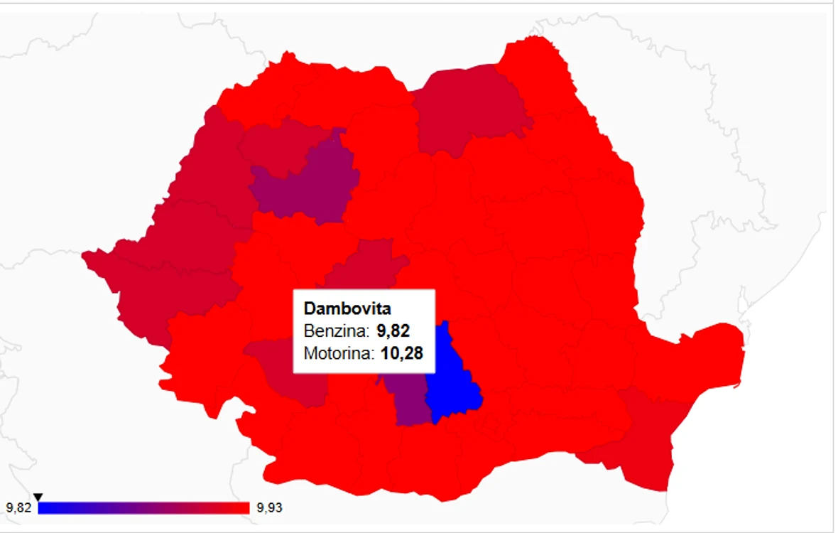 Cel mai mic preț la benzină este la o stație din Dâmbovița