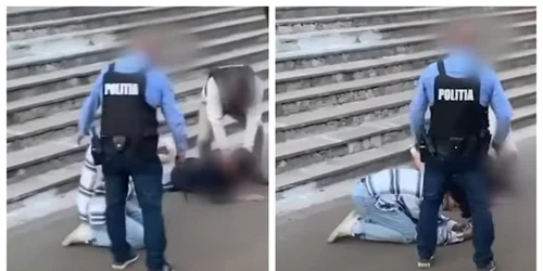 Un bărbat a fost lovit de un poliţist pe peronul gării din Tuşnad Băi FOTO captură video antena 3