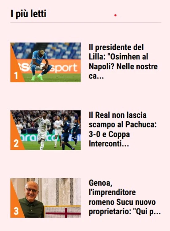 Articolul cu Șucu, în top 3 cele mai citite ale zilei de ieri pe gazzetta.it