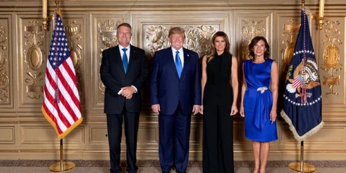 Klaus Iohannis şi Carmen Iohannis alături de Donald Trump şi Melania Trump la recepţia ONU FOTO Presidency.ro