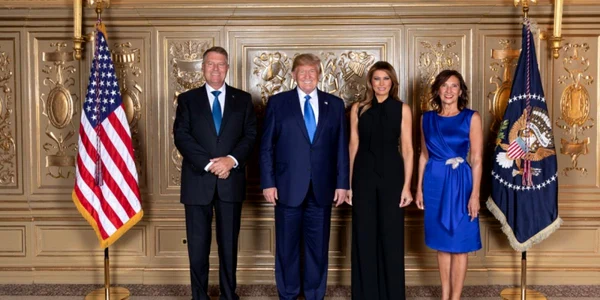 Klaus Iohannis şi Carmen Iohannis alături de Donald Trump şi Melania Trump la recepţia ONU FOTO Presidency.ro