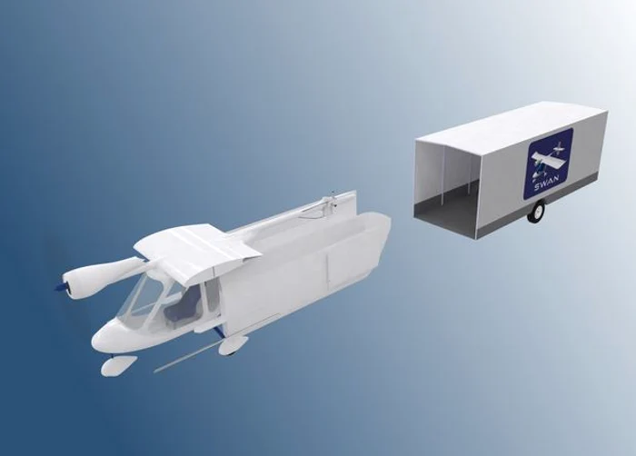 Aeronava vine la pachet cu o remorca, care îi asigură transportul la nevoie