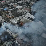 Vedere aeriană asupra clădirilor distruse din Bahmut FOTO Profimedia 