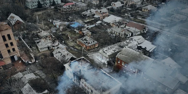 Vedere aeriană asupra clădirilor distruse din Bahmut FOTO Profimedia 