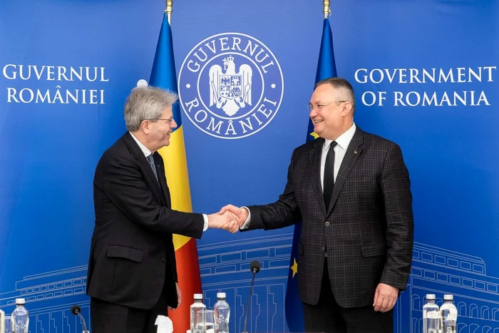 Paolo Gentiloni, comisarul european pentru economie, a avut o întrevedere cu premierul Nicolae Ciucă, marţi, la Palatul Victoria. FOTO: Guvernul României