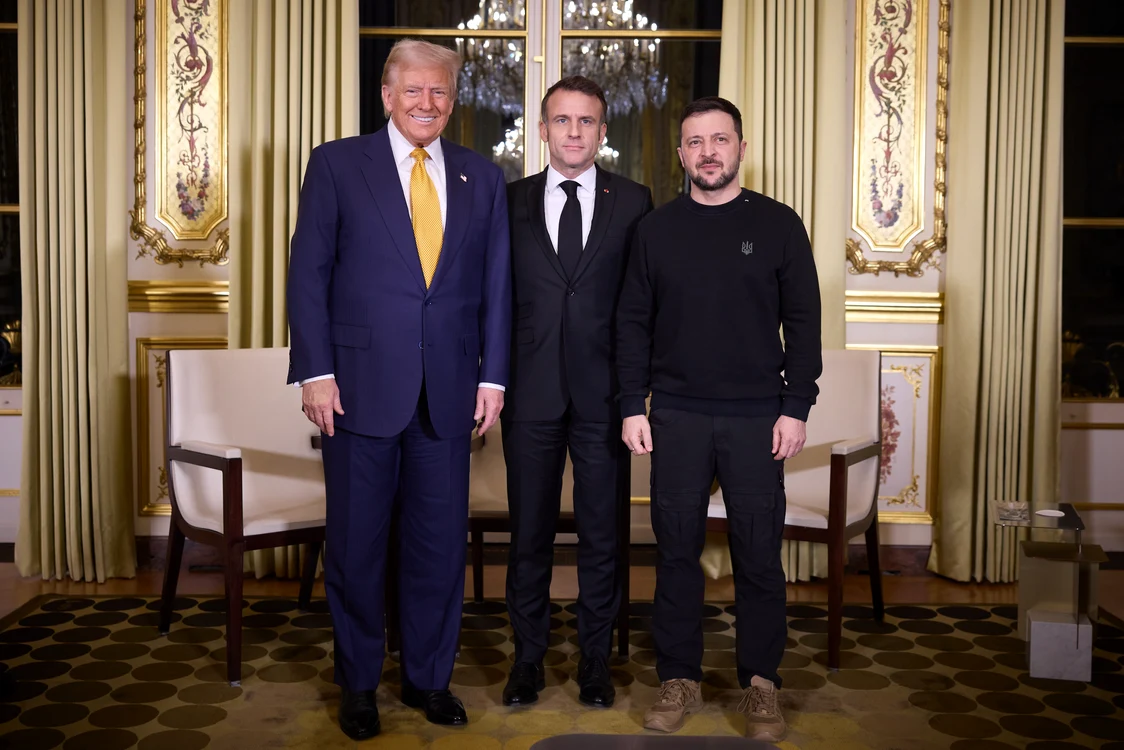 Trump, Macron și Zelenski la Paris FOTO: X