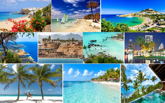 Colaj Top 10 destinații spectaculoase din lume pentru o vacanță de Paște la plajă
