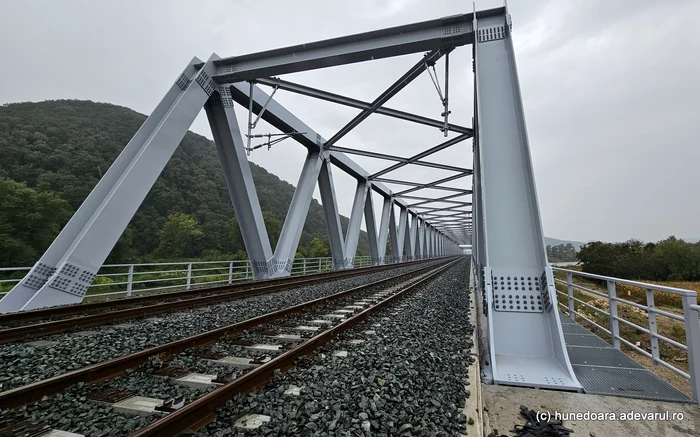 Unul dintre cele trei poduri feroviare peste Mureș, de la Brănișca. Foto: Daniel Guță. ADEVĂRUL