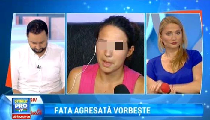 
    Tânăra violată de 7 bărbaţi a vorbit în cadrul emisiunii lui Cătălin Măruţă despre drama prin care trece Foto: ProTV  